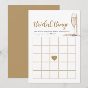 Eleganta pärlor & Prosecco Bröllop Bingo Spelkort Inbjudningar