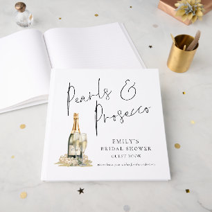 Eleganta pärlor Prosecco bröllopsdusch gästbok