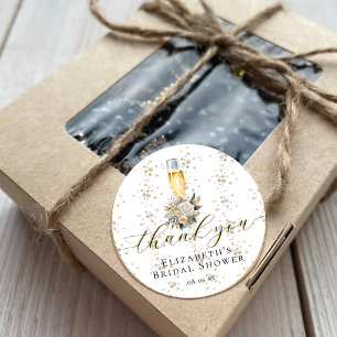 Eleganta pärlor & Prosecco bröllopsdusch tack Runt Klistermärke