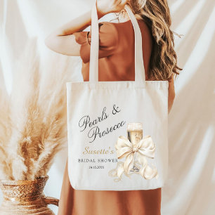 Eleganta pärlor & Prosecco bröllopsduschpresent Tygkasse