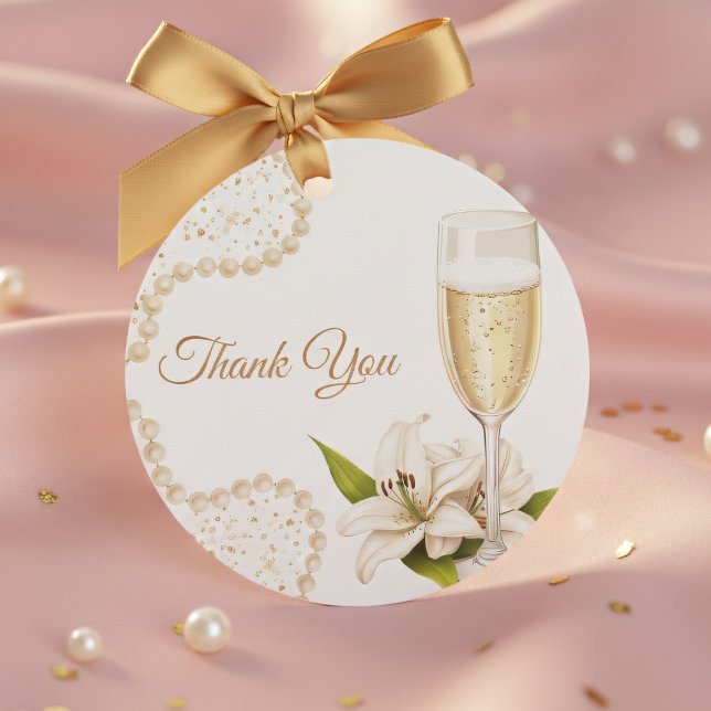 Eleganta pärlor & Prosecco bröllopsfest presentkor Gåvor Etiketter (Skapare uppladdad)