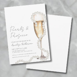 Eleganta pärlor & Prosecco Champagne möhippa Inbjudningar