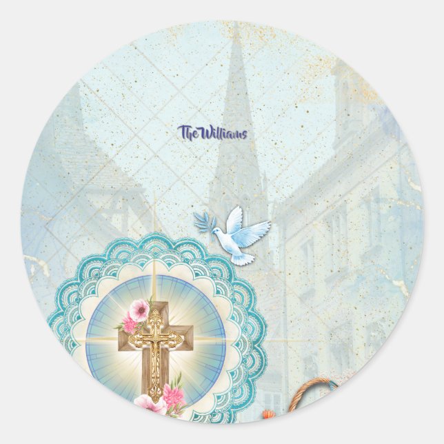 Eleganta påskcupcaketoppar runt klistermärke (Framsida)