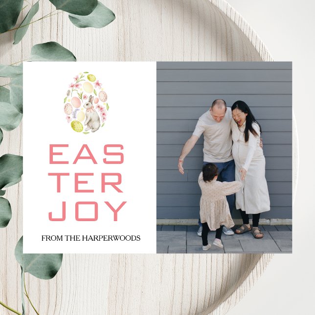 Eleganta påskhälsningar Påskägg Familjefoto Julkort (Skapare uppladdad)