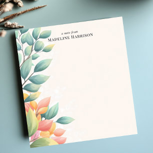 Eleganta Pastellblad Botaniskt Personligt Namn Anteckningsblock