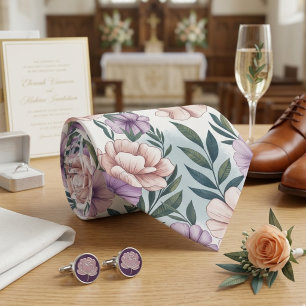 Eleganta Pastellfärgade Blommor Slips