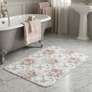 Eleganta pastellrosor shabby chic badrumsmatta