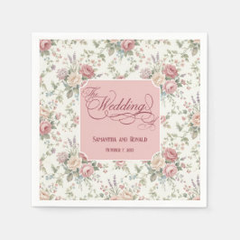 Eleganta Pastellrosor Shabby Chic Bröllop  Pappersservett