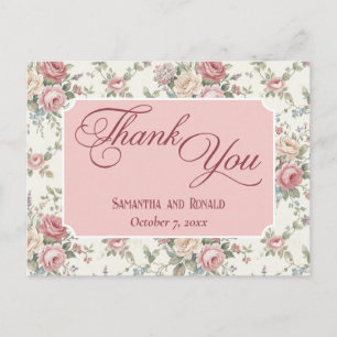 Eleganta Pastellrosor Shabby Chic Bröllop Tack Vykort