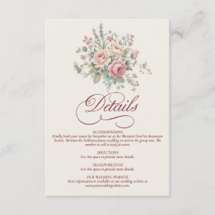 Eleganta Pastellrosor Shabby Chic Bröllop Tilläggskort