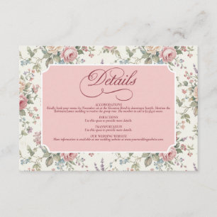 Eleganta Pastellrosor Shabby Chic Bröllop Tilläggskort