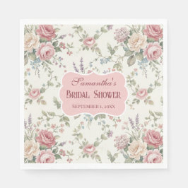 Eleganta Pastellrosor Shabby Chic Bröllopsdusch Pappersservett