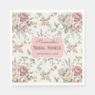 Eleganta Pastellrosor Shabby Chic Bröllopsdusch Pappersservett