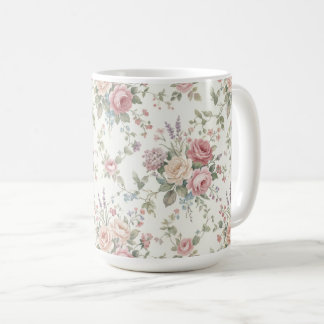 Eleganta Pastellrosor Shabby Chic Kaffemugg