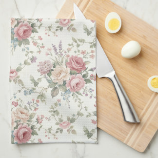 Eleganta Pastellrosor Shabby Chic Kökshandduk