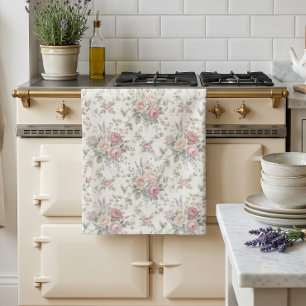 Eleganta Pastellrosor Shabby Chic Kökshandduk