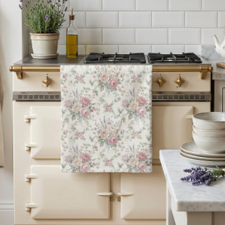 Eleganta Pastellrosor Shabby Chic Kökshandduk