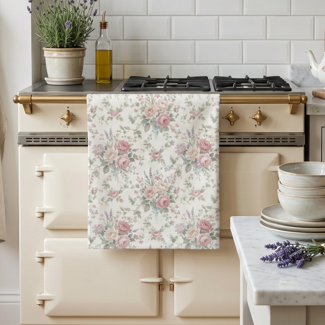Eleganta Pastellrosor Shabby Chic Kökshandduk (Skapare uppladdad)