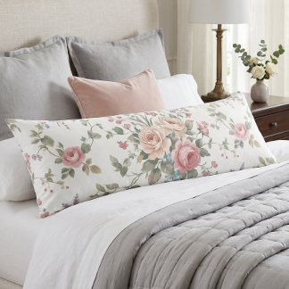 Eleganta Pastellrosor Shabby Chic Kroppskudde