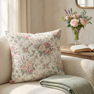 Eleganta Pastellrosor Shabby Chic Kudde