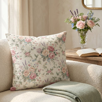 Eleganta Pastellrosor Shabby Chic Kudde