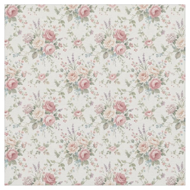 Eleganta Pastellrosor Shabby Chic Tyg (Närbild)