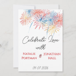 Eleganta patriotiska fyrverkerier | 4 juli bröllop inbjudningar