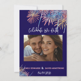 Eleganta patriotiska fyrverkerier | 4 juli bröllop inbjudningar