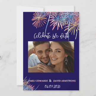 Eleganta patriotiska fyrverkerier | 4 juli bröllop inbjudningar