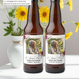 Eleganta Peonfotografier Begravning Ölflaska Etikett