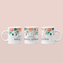 Eleganta persikofärgade blommiga bröllopsdusch spe