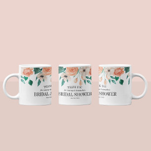 Eleganta persikofärgade blommiga bröllopsdusch spe kaffemugg