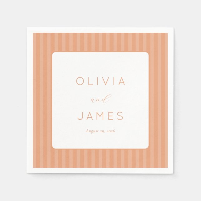 Eleganta persikofärgade ränder pappersservett (Framsidan)