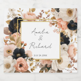 Eleganta personliga flasketiketter med blomdesign