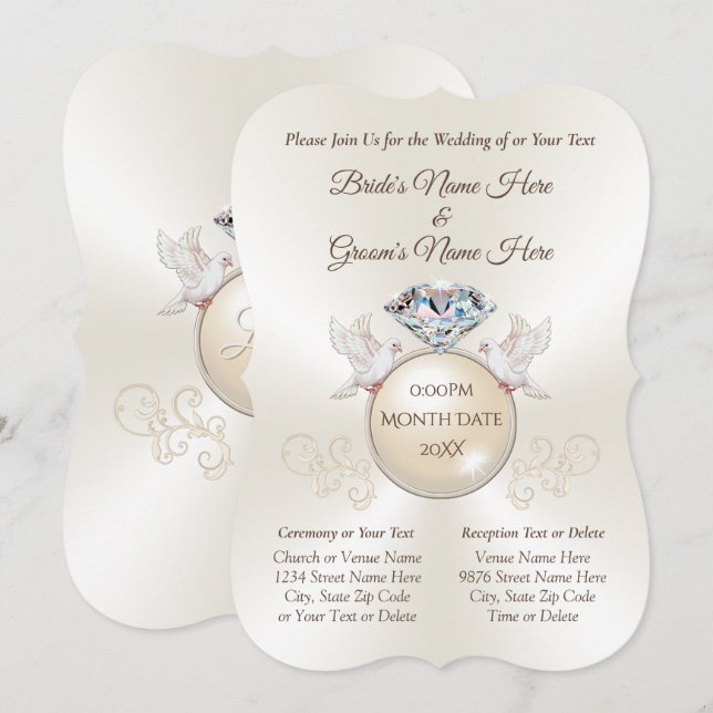Eleganta personliga kärleksfågelbröllopsinbjudning inbjudningar (Fram/baksida)