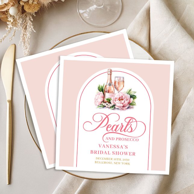Eleganta personliga pärlor och Prosecco servetter (Chic Personalized Pearls and Prosecco Napkins)