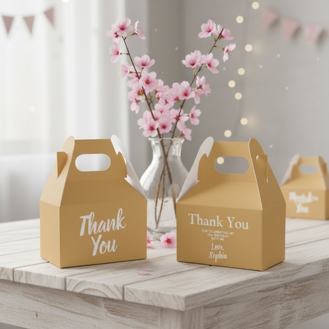Eleganta presentlådor för 21-årsfirande - Guld och (Thank You - elegant birthday favor box.)