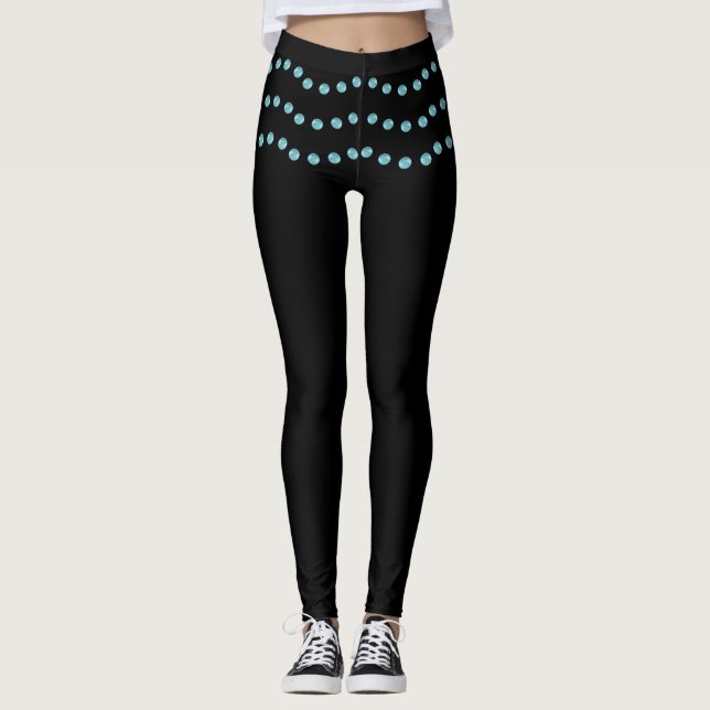 Eleganta prickiga vågiga linjer leggings (Framsida)