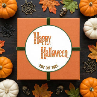 Eleganta pumpor förtrollande Halloween botanik Runt Klistermärke