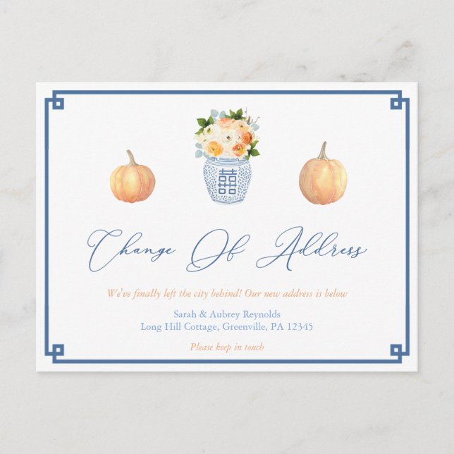 Eleganta pumpor Höstblommor Flyttmeddelande Meddelande Vykort (Framsida)