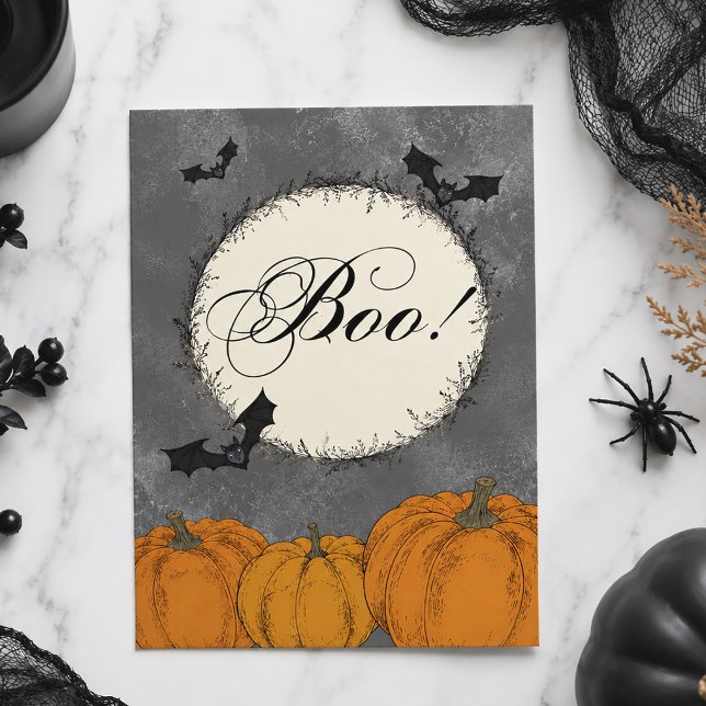 Eleganta pumpor och fladdermöss kort (Elegant Pumpkins and Bats Card)