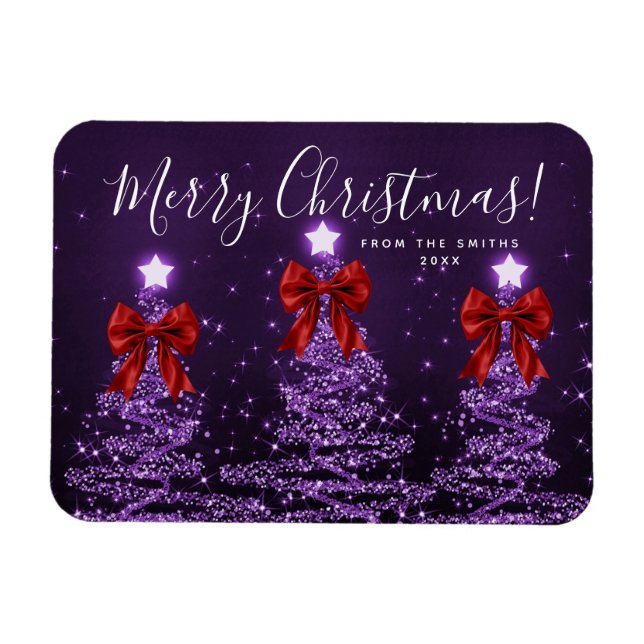 Eleganta Purple julgranar röda  Magnet (Horisontell)