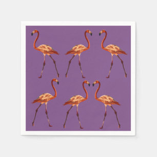 Eleganta purpurfärgade rosa Flamingoservetter Pappersservett