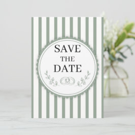 Eleganta räfflade Save the Date-ring i salvia Inbjudningar