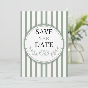 Eleganta räfflade Save the Date-ring i salvia Inbjudningar