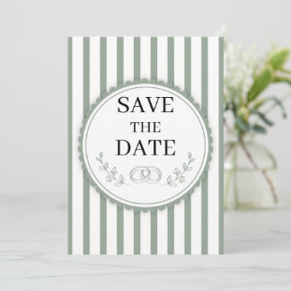 Eleganta räfflade Save the Date-ring i salvia Inbjudningar