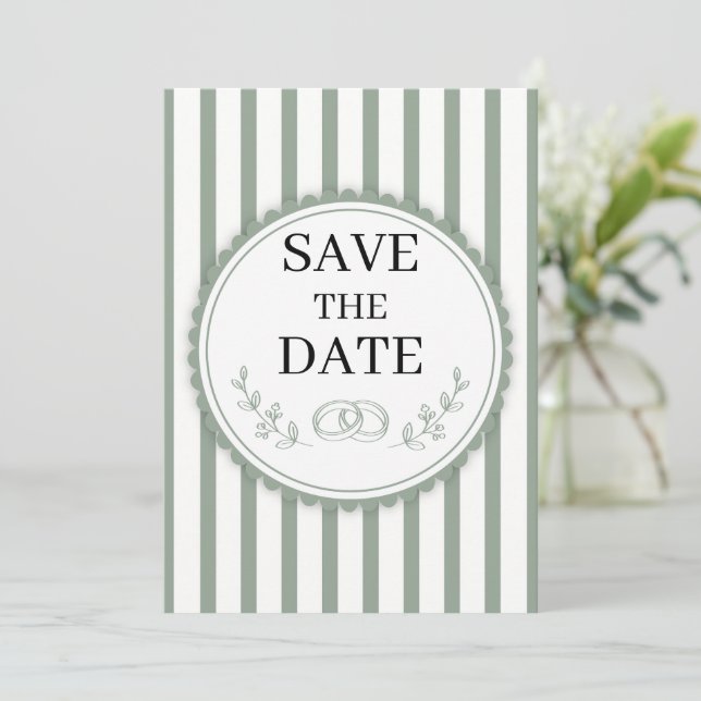 Eleganta räfflade Save the Date-ring i salvia Inbjudningar (Stående Fram)