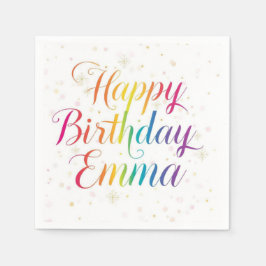 Eleganta Rainbow Script Födelsedagsservetter Perso Pappersservett