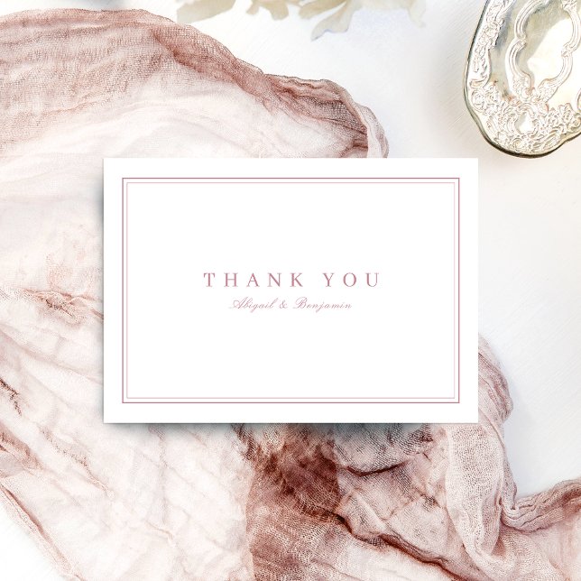 Eleganta ramar dammig rosa minimalistiskt tack kort (Elegant borders dusty rose minimalist thank you)