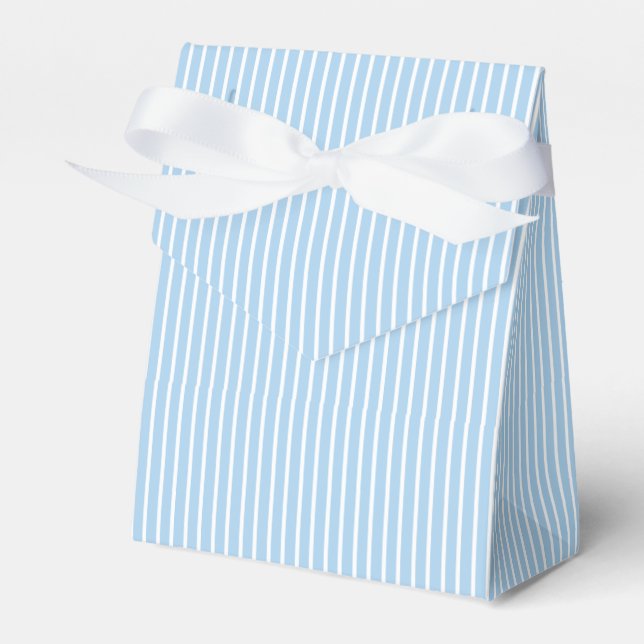 Eleganta ränder Vit - Babyblå Presentaskar (Framsidan Sidan)